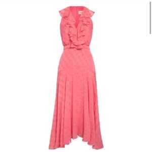GUC: Saloni Rita Midi Watermelon Pink Silk Dress size 2.